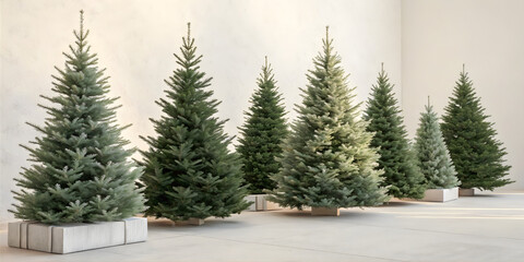Stylized Yet Realistic Christmas Trees for Modern Seasonal Designs