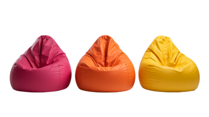 Colorful Bean Bags in Row on White Background