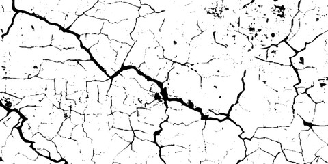 Crack and scratched grunge dust wall urban background texture vector. crack cement wall texture. black textured grainy cracked ground lines isolated on white. distressed overlay grainy texture.