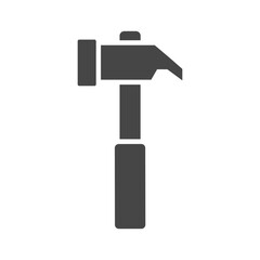 Simple black hammer icon on white background