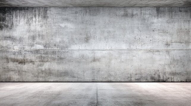 A large, empty room with a concrete wall. The room is bare and empty, with no furniture or decorations. The wall is made of concrete and he is unfinished. The room has a cold, industrial feel to it