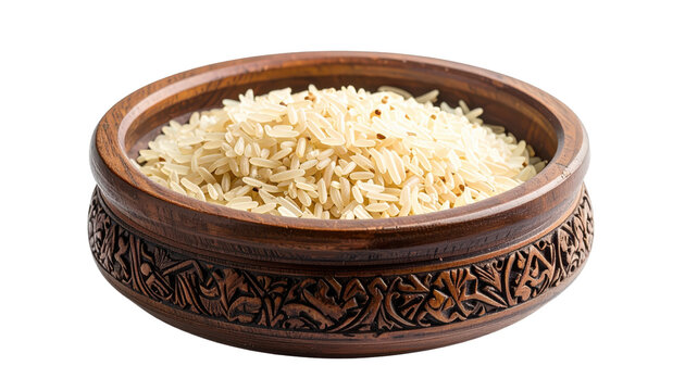 Close up of Haleem Crisp Focus in a Wooden Bowl Isolated Transparent Background
