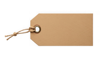 Brown tag with string isolated on white background isolated on transparent background