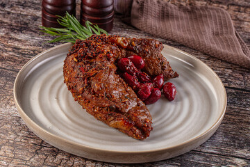 Baked pork sirloin with cornus