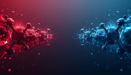 Digital Illustration of Viral Interaction in Gradient Background