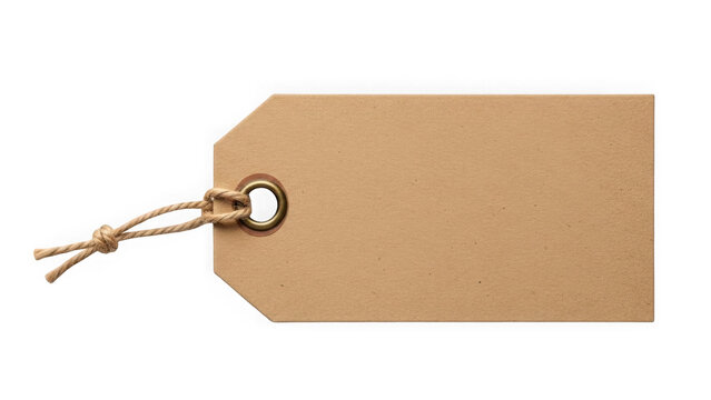 Brown tag with string isolated on white background isolated on transparent background