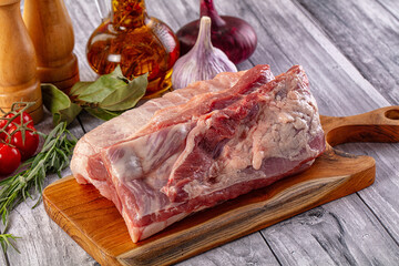 Raw spare pork ribs meat