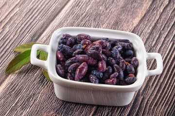 Sweet juicy ripe honeysuckle berries