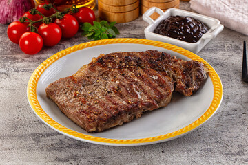 Grilled rib eye beef steak