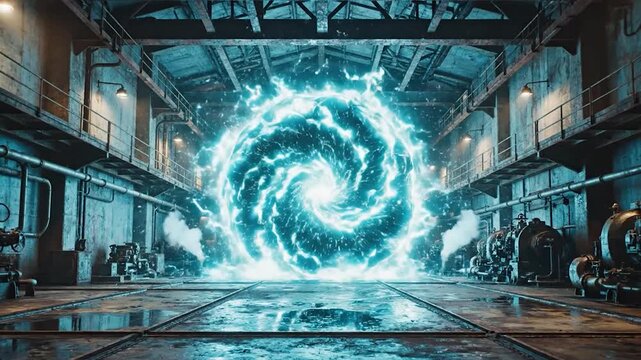 Powerful explosion in industrial factory setting