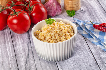 Vegan cuisine - boiled bulgur garnish