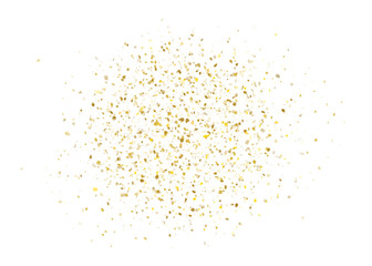 Gold shiny confetti scatter isolated on transparent background, luxury celebration glitter sparkling texture