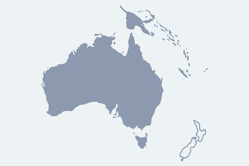 Fototapeta premium Flat Vector Map of Australia and Oceania in Solid Color — Bold High-Resolution Infographic Design