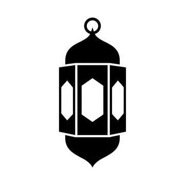 Elegant black lantern icon with intricate design and hanging loop
