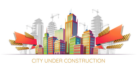 City under construction theme for working people and illustrations for notes
