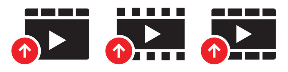 Video upload file icon, vector illustration