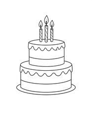 Two-tiered dessert with three burning candles on top