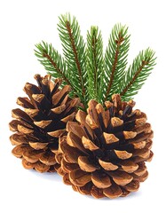 Fototapeta premium Two pine cones with sprigs