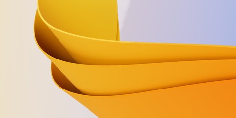 3D Abstract Minimal Scene of Layered Paper Waves with Warm Yellow Red Gradient