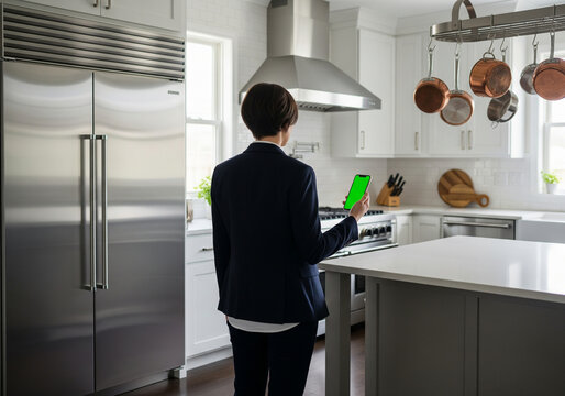 Woman's Hand Holding Green Screen Phone - Powered by Adobe