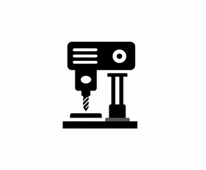 Black milling machine drill bit industrial minimalist icon