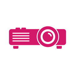 Pink projector icon on white background