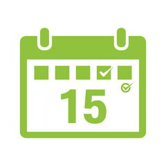 Calendar icon with checkmark on the 15th day