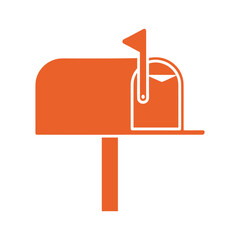 Orange mailbox icon with open flag