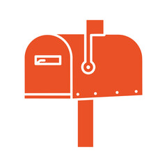 Simple orange mailbox icon on white background