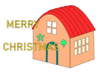Merry Christmas House Illustration &ndash; Festive Holiday Home Cartoon Vector Art