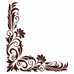 Elegant floral corner design with swirling leaves and decorative flourishes