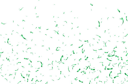 Green Confetti Background Falling shiny green confetti isolated on transparent background. Bright festive tinsel of green color. confetti falling festive decoration for birthday party celebration.