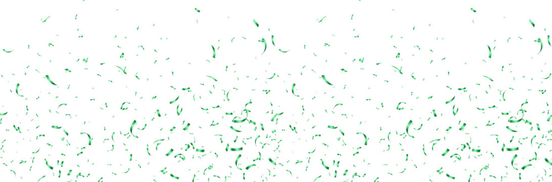 Green Confetti Background Falling shiny green confetti isolated on transparent background. Bright festive tinsel of green color. confetti falling festive decoration for birthday party celebration.