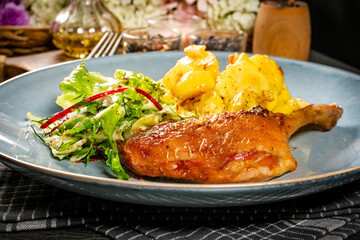 Roasted duck leg.