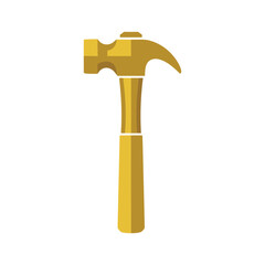 Golden hammer illustration on white background