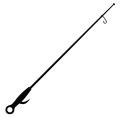 Fishing rod vector illustration. simple black silhouette of angling equipment with hook