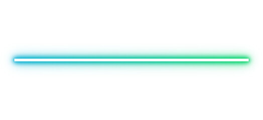 Obraz premium Green blue glowing horizontal line. Neon light divider underline on transparent background