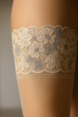 holdups with floral lace top band AI generated