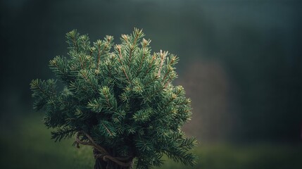 Evergreen Bush with Soft Natural Background

