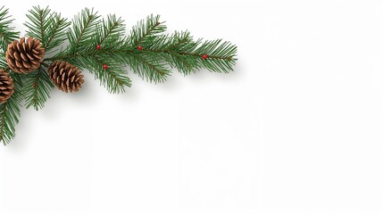 Small Pine Branch Isolated on White Background
