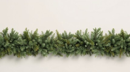 Evergreen Garland Border on Light Background