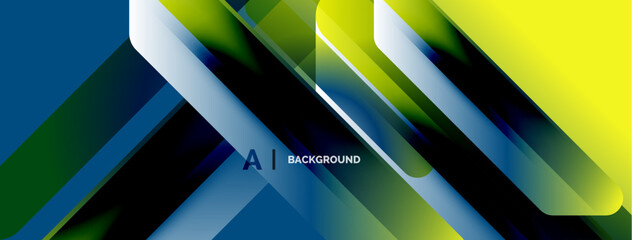 Abstract geometric design. Vivid colors intersect, creating dynamic visual effect. Modern style, suitable for backgrounds or presentations.