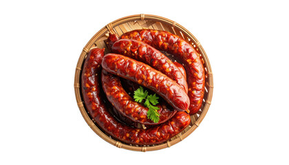 Richly Glazed Laos Sausage Links Studio Quality Texture Isolated Transparent Background