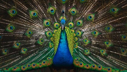 Fototapeta premium peacock with feathers out