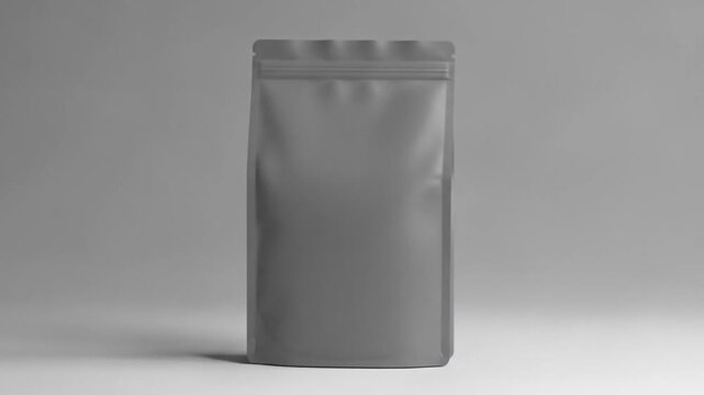 Blank Gray Stand Up Pouch Packaging Mockup on Gray Background.