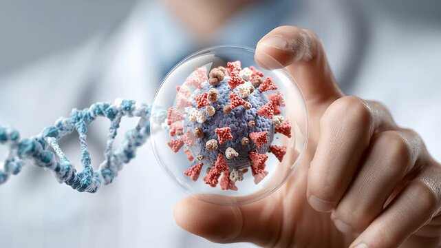 Symbolische Darstellung eines Virus in Laborumgebung