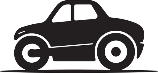 Cute compact car Silhouette vector illustration with bold wheels and simple body