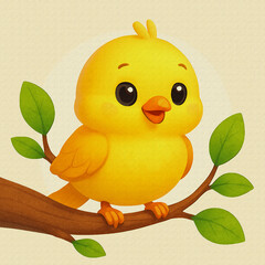 yellow bird carton character oil painting style illustration