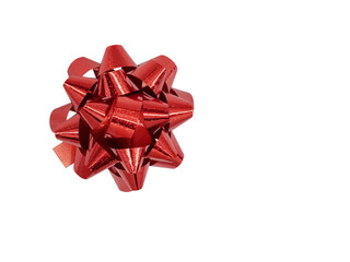 Colorful bow gift red. Ribbon bow for decoration, gift in the holiday season, isolated on white background. Top view. png  
