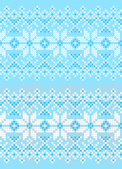 Christmas cross-stitch blue border seamless pattern